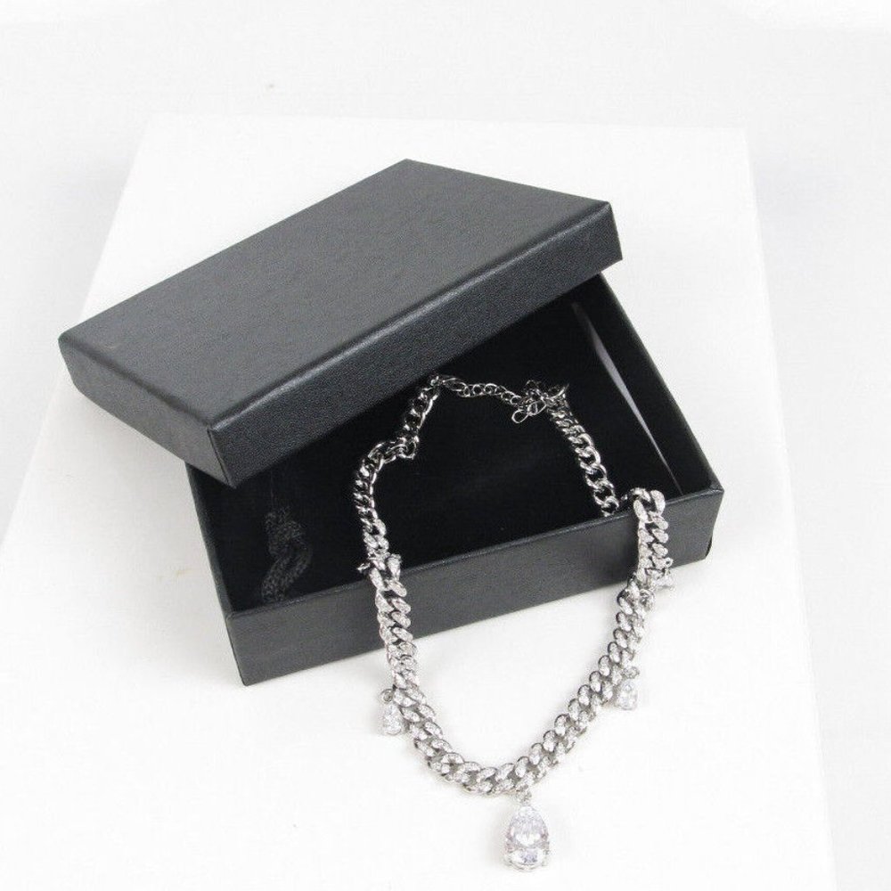 Pear-Cut Cubic Zirconia Cuban Link Necklace NWT retail $450 - Picture 4 of 6